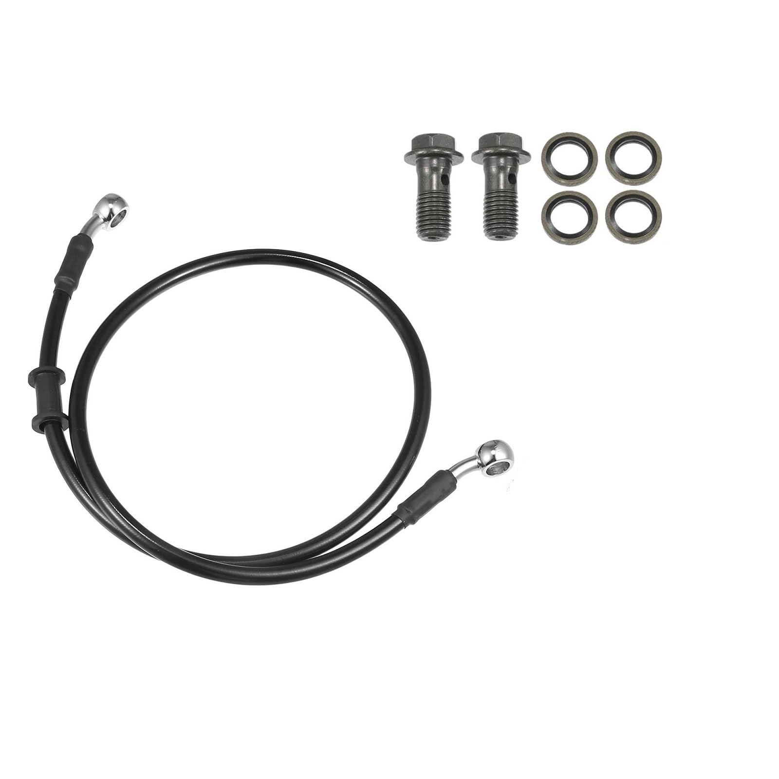 Ksxzw Black- Silver Motorbike Part Motorbike Accessories Brake Hose Motorcycle Hydraulic Oil Black 80Cm 28 Degree