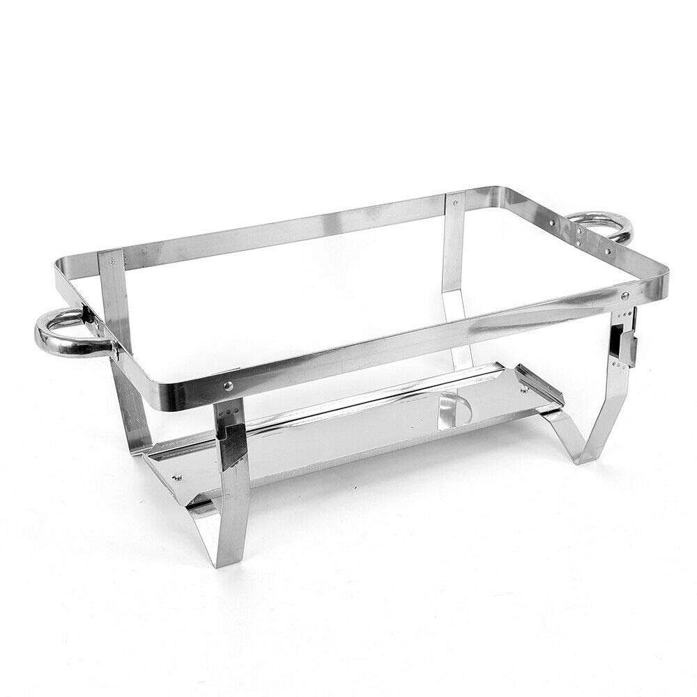 Scaldavivande da ristorante, fornello rettangolare da buffet con 2 padelle di dimensioni medie e telaio pieghevole, utensili da portata da 7,5 l, per ristorante, catering, feste, matrimoni