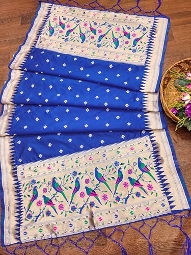 Image of DEVANGI Women's Woven Paithani Banarasi Silk Dupatta /Chunni For Women, Floral Print 1 Meter Wide and 2.3 Meter Length Printed Designer Dupatta /Chunni For Girls