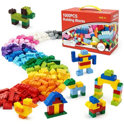 3 otters 1000 PCS Building Blocks, Building Toys for Kids Classic Construction Toy Set, Creative Compatible with Major Brands Holiday Classroom Gifts for Boys and Girls