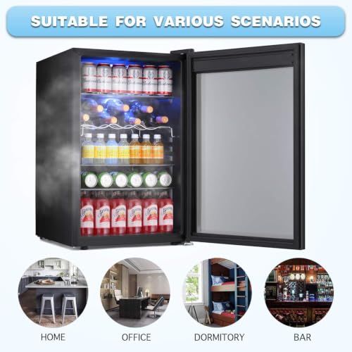 Image of Antarctic Star Beverage Refrigerator -145 Can Mini Fridge for Soda Beer or wine,Small Drink Dispenser, For Office or Bar with Adjustable Removable Shelves，4.5 Cu. Ft. (Black)