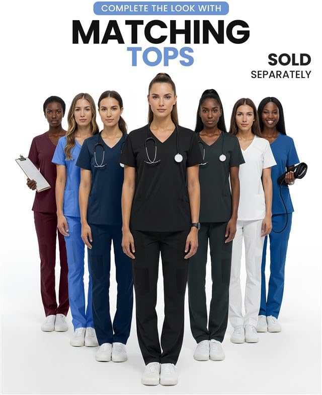 NY Threads Scrub Pants for Women Relaxed Fit, Mid Rise 5 Pockets Drawstring Womens Scrub Pants, 31 Inch Inseam - Image 6