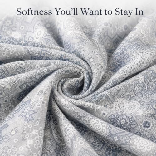 Image of BSB HOME 240 TC Cotton King Size Bedsheet, Premium Soft Breathable Floral Printed Double Bed Sheet, Bed Cover for Bedroom, Durable Bedding, 90 x 100 Inches (229 x 254 cm) - Slate Grey