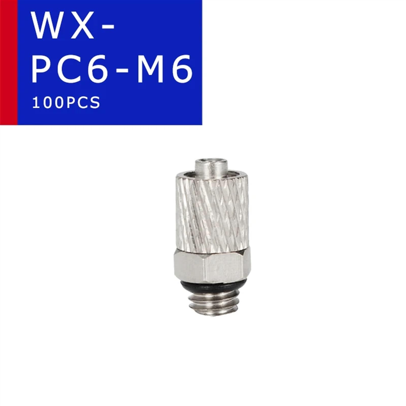 100PCS Mini tracheal Quick Connector Elbow 90 Degree Straight Through M5 Teeth M6 Teeth Connection Outer Diameter 4MM 6MM (Color : WX-PC6-M6 100)