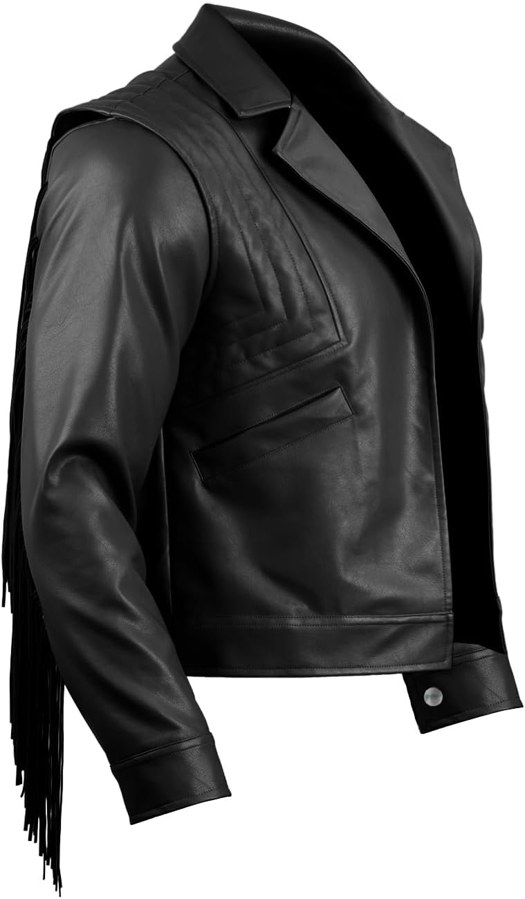 Naywig Faux Leather Western Cowboy Jacket With Fringes Garret Garrison Cosplay Costume For Mens And Boys - Image 2