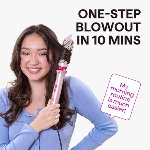 Image of Wavytalk Heatwave Pro Ionic Thermal Brush Set, 3-Size Heated Round Brush for Short to Long Hair, Bilateral Negative Ions for Frizz-Free Shiny Blowout, Pink