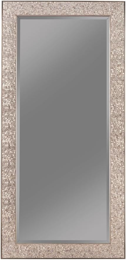 Coaster Home Furnishings - Rollins - Glass - 32x66-Inch Rectangular Floor Mirror with Silver Frame and Beveled Edge - Entryway and Bedroom - Silver - 901997