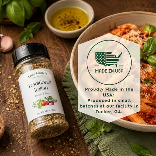 Image of Lesley Elizabeth Traditional Italian Traveler's Spices - Rich Italian & Herb Blend | Perfect for Pasta, Roasted Vegetables, Chicken & Sandwiches | All-Purpose Cooking