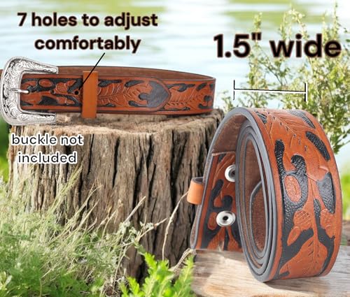 Image of F&L CLASSIC Western Belt without buckle for men - Full Grain Leather Cowboy Belts for jeans - One Piece Leather strap belt
