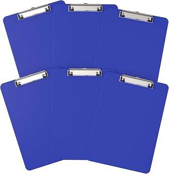 Plastic Clipboards Set of 6, Blues 8.5x11 Clip Board