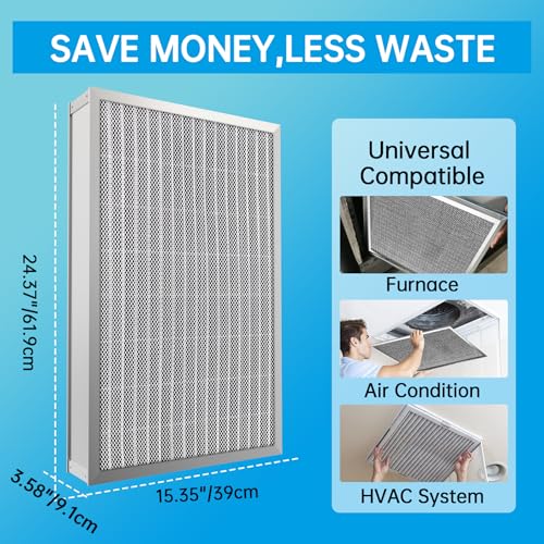 Image of UBeesize 16x25x4 Reusable Electrostatic Air Filter HVAC AC Furnace Filter,Washable, Lasts a Lifetime,Permanent Air Filter,Breathe Fresher,Home And Office(Actual Size:15.35x24.37x3.58Inch)