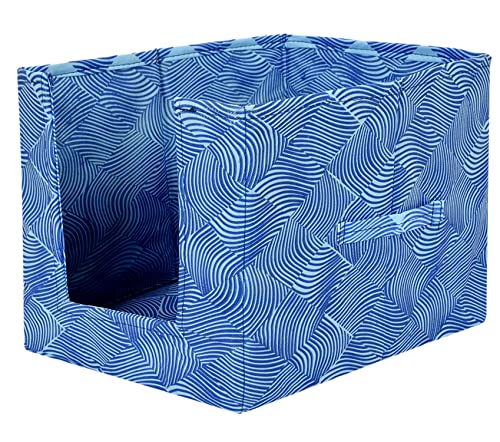 Image of Kuber Industries Lehariya Printed Non-Woven Foldable Shirt Stacker Closet Organizer With Handles- Pack of 6 (Blue)-HS43KUBMART26494
