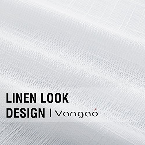 Vangao Linen Textured Sheer Curtains For Living Room 84 Inches Length Semi Sheer For Bedroom Light Filtering Voile Rod Pocket Drapes 1 Pair White #TOP5