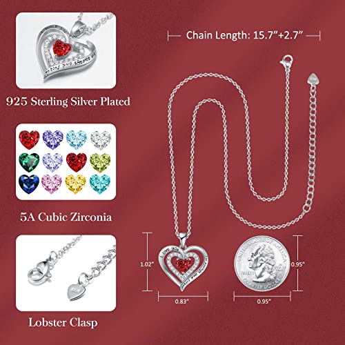 Redbee Women's Gifts Birthstone Jewelry For Wife - I Love You Forever Heart Pendant Wedding Necklaces For Her Necklace Charms For Daughter Mom Birthstone Necklace On Birthday Mother’s Day Valentine’day Anniversary (Silver-Jan-Garnet) #TOP3