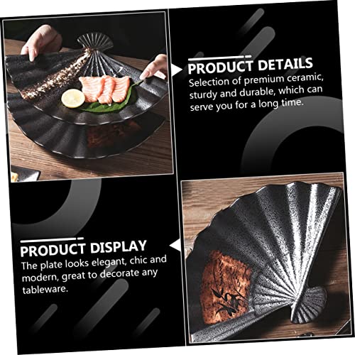 Plato de sushi estilo japonés cerámico negro miniatura 4