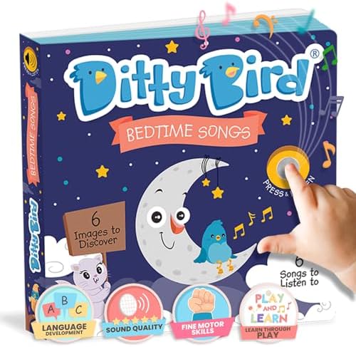 Ditty Bird Musical Books for Toddlers | Bedtime Sound Book | Twinkle Twinkle Little Star Nursery Rhyme Toys | Interactive Toddler Books for 1 Year Old to 3 Year Olds | Sturdy Sing Along Talking Book