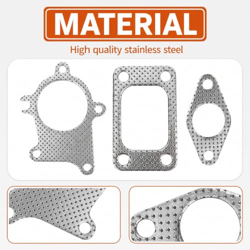Image of PSLER 3Pcs Turbo Discharge Gasket Kit 38mm 5 Bolt Downpipe T3 T4 Turbo | Ensures secure downpipe sealing,Optimal exhaust flow,Design fits T3 /T4 turbos