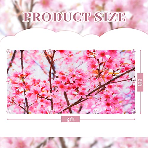 Image of Hortsun 4 Pack 4 x 2 Feet Fluorescent Light Covers, Magnetic Light Filters for Classroom Ceiling, Decorative Lights Shade for Office Home Hospital(Cherry Blossoms)