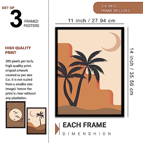 Image of NoWorries Coconut palm tree nature wall paintings for living room /Wall hangings for home decor, Wall art framed poster art prints (Theme-minimal) multicolor frame Set of 3 (Art-16, 10x13inch)