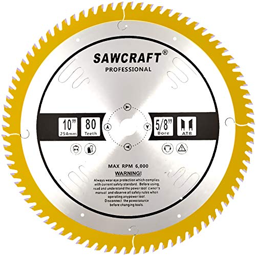Sawcraft 10 inch Circular Saw Blade, 80 Tooth ATB Carbide Framing Saw Blades