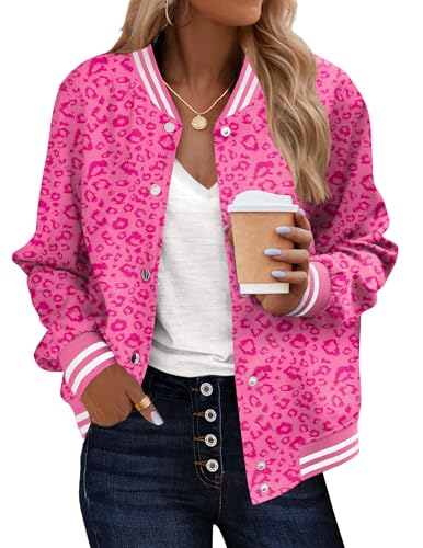 Zeagoo Leopard Bomber Jackets Women's Varsity Jacket Lightweight...