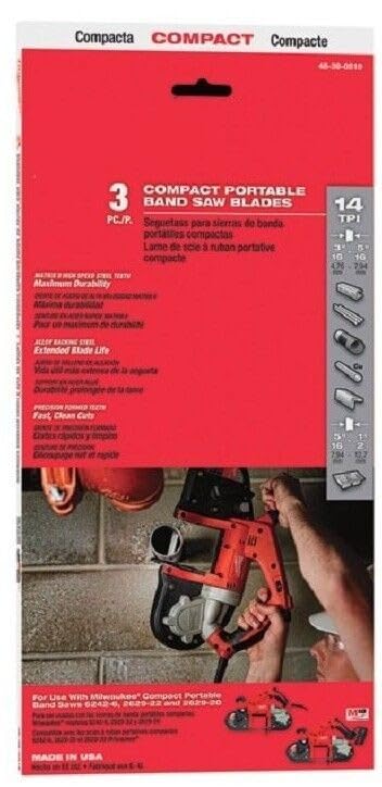 for Milwaukee 48-39-0519 14 TPI Compact Portable Band Saw Blade (Pack of 3)