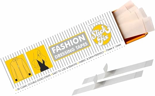 SlickFix Fashion Dressing Tape (Pack of 36) Invisible Double-sided Body Tape (Fabric and Skin Friendly) Strong Adhesive fo...