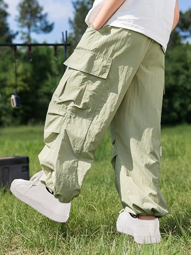 Boys Cargo Pants Baggy Elastic Waist Large Pockets Kids Trousers Size 6-122
