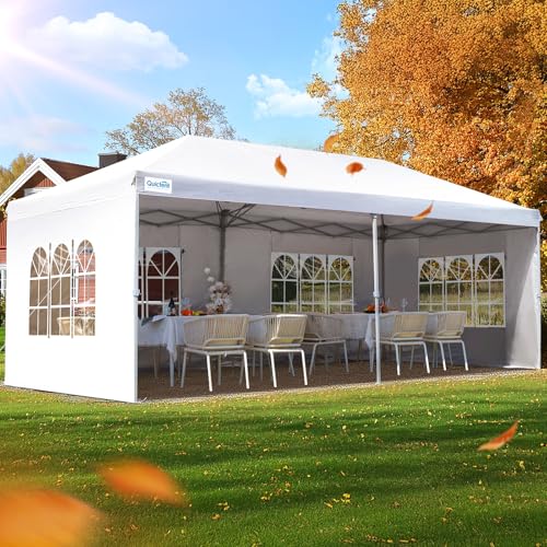 Quictent 10x20 ft Pop up Canopy with Sidewalls Easy up Canopy Tent Instant Shelter with Windows for Outdoor Event Party