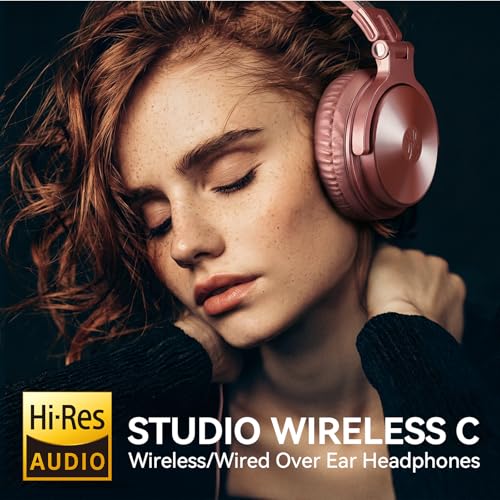 Image of OneOdio Pro C Wired & Wireless Over-Ear Headphones, 110H, 50mm Drivers | Wired 3.5mm and wireless Bluetooth modes with 110H playtime, 50mm drivers and HD mic for PC, podcast and studio work