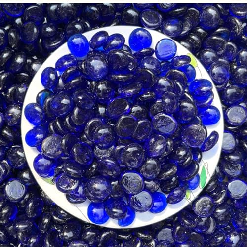 Image of Foodie Puppies Flat Glass Clear Stone (400gm, Metallic Blue) (2cm - 2.5cm) for Aquariums, Fireplace, Firepit Glass for Indoor and Outdoor, Vase Filler, Hydroponics Plants, Home Decor and DIY Craft