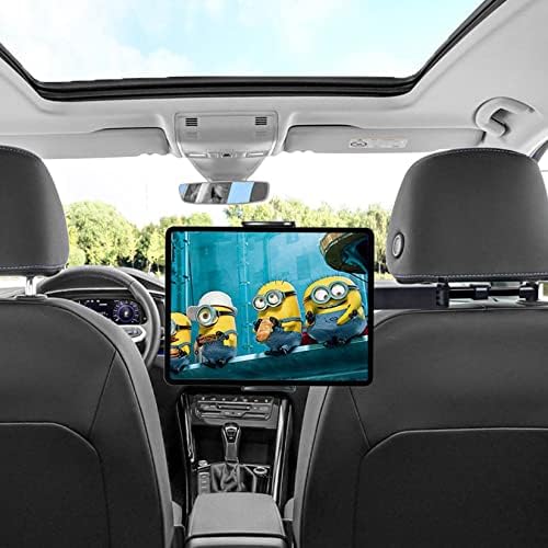 Homeet Tablet Holder for Car Backseat, Adjustable Headrest iPad Holder Mount for iPad/iPhone/Samsung Galaxy Tabs/Kindle Fire HD/Nintendo Switch, For 4.4-11 Inches Devices, 360° Rotation, Black