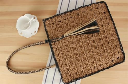 Straw Beach Bags For Women Chic Straw Tote Bag Rattan Purse Summer Straw Handmade Bag Raffia Handbag Shoulder Bag4