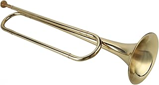 Bugle, Brass Trumpet Bugle Horn Cavalry Trumpet Brass Instruments with 20.5in Length and 4.8in Speaker Diameter for School Band Students Beginner Orchestra Music