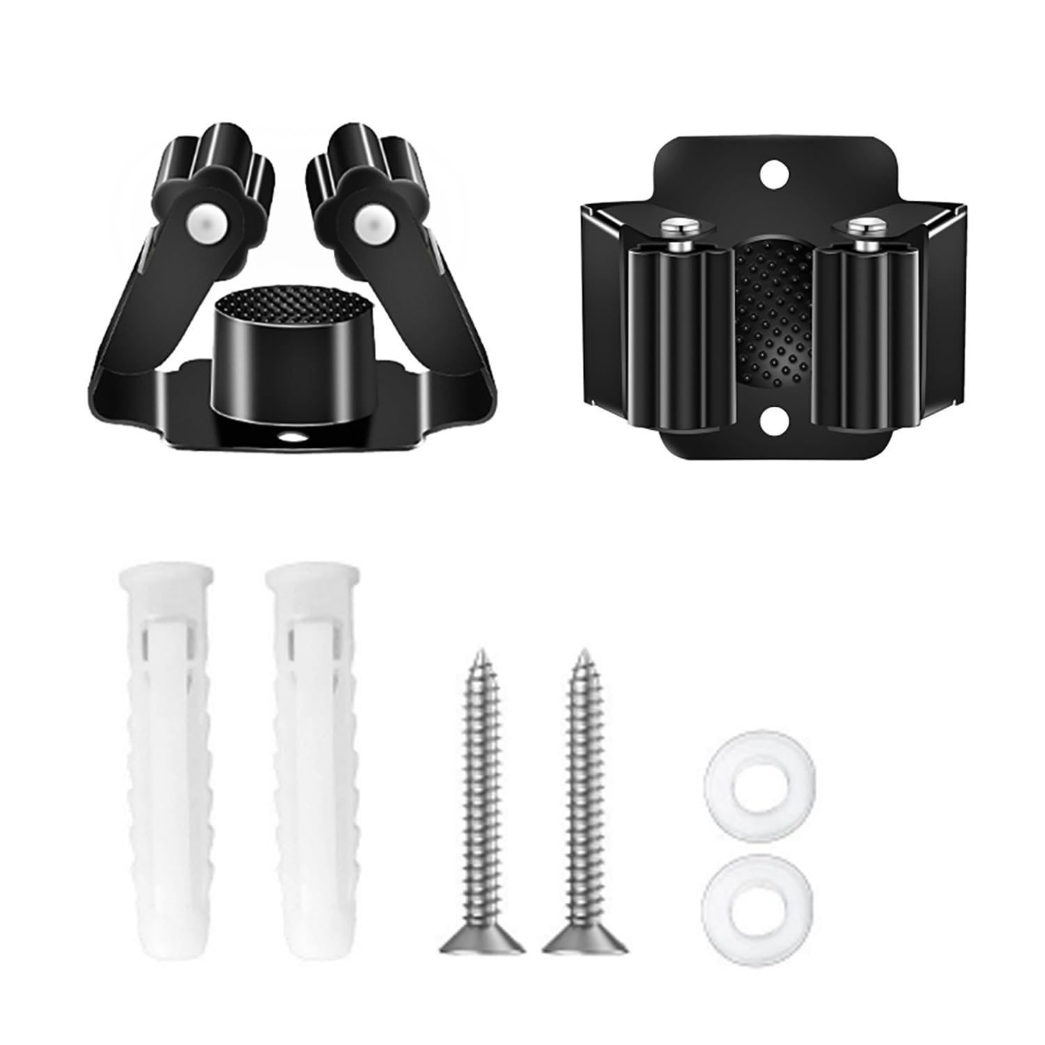 Soporte de pared para escoba, soporte de pared para trapeador de acero inoxidable, gancho fijo, clip para trapeador, soporte para herramientas de jardín, soporte de pared para cocina, baño 2
