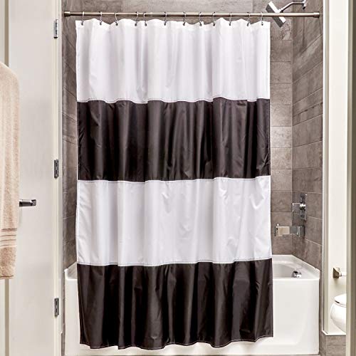 iDesign Zeno Wide Stripe Shower Curtain for Master, Guest, Kids', College Dorm Bathroom, 72