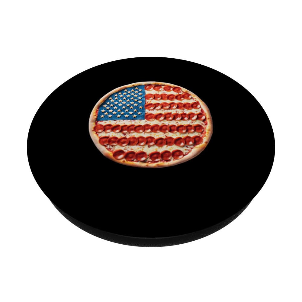 Pizza Patriot Veterans Day Tribute Veteran Day American Flag PopSockets Swappable PopGrip, Black - Image 2