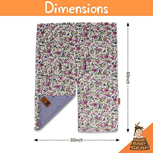Image of Dear Baby Gear Floral Baby Car Seat Canopy with Snap Button Opening - Newborn & Toddler Carseat Cover - Nursing Covers - Infant Chair Essentials (Lavender Pink Floral & Dot, 40 inch x 30 inch)