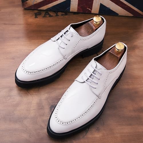 Men's Patent Leather Lace-Up Dress Shoes Chunky Platform Brogue Oxford Shoes Anti-Slip Lug Sole Business Formal Derby Shoes4