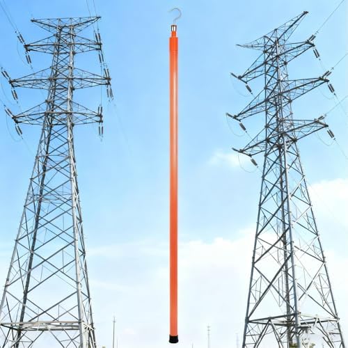 Lightweight Portable Survey Pole, 59.1ft (18m) Ranging Rod for Telecom & Construction, Adjustable 6-18M Length, 13 Sections Measuring Stick,Orange,39.4ft(12m) 9 Sections