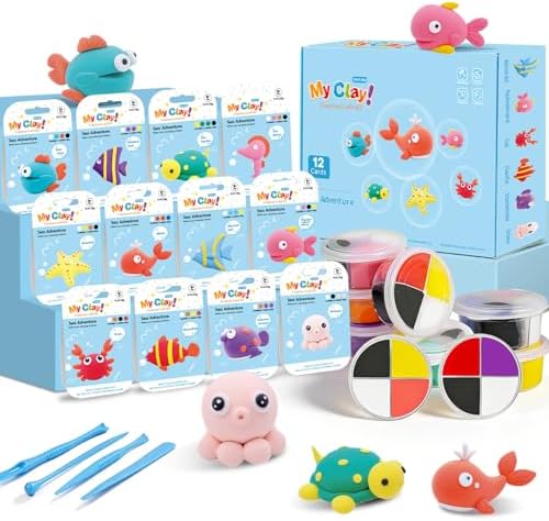 Air Dry Clay Kit for Kids - 12PCS Ocean Animal Magic Clay Set wit...