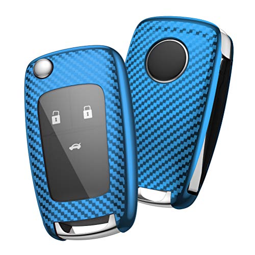 OATSBASF Funda para llave de coche adecuada para Opel Chevrolet, carcasa para Insignia Astra, Meriva, Zafira, Movano, Mokka Adam, 2 - 5 botones (azul) Cover