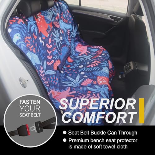 Image of Back Seat Cover for Car Trucks Van SUV Jeep,Waterproof Rear Bench Towel Seat Covers for Dogs and Kids,Automotive Backseat Protector (Dinosaur)