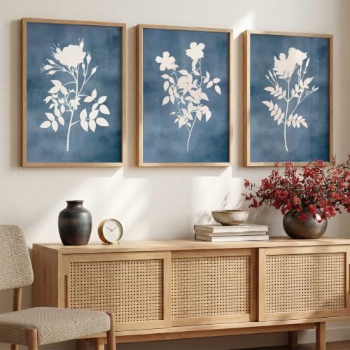 Image of kotart Aesthetic Botanical Art Home Decoration Painting | Floral Paintings With Frame For Living Room Bed Room Hotel Wall Decor Digital Reprint Set of 3 (13X17 inch)