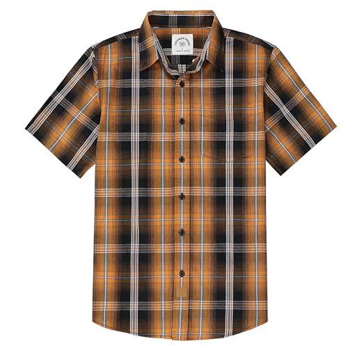 Image of Dubinik Mens Short Sleeve Button Down Shirts Soft Breathable Summer Vintage Regular Fit Lightweight Men's Casual Shirt