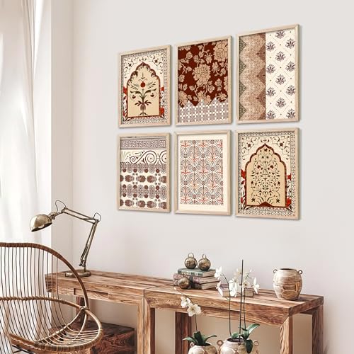 Image of kotart Premium Digital Madhubani Art Paintings with Frame for Home Decor - Framed Painting Living Room Bedroom Office - Wall Decoration - Pack of 6 (14X20 Inch, F)