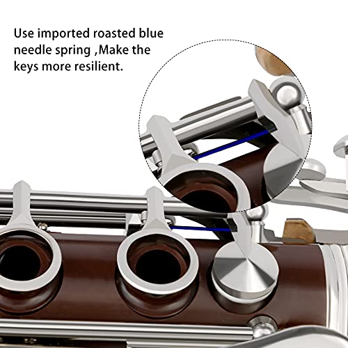 image for Eastrock Bb Flat Clarinet With 17 Nickel Keys - Beginner Student Clari