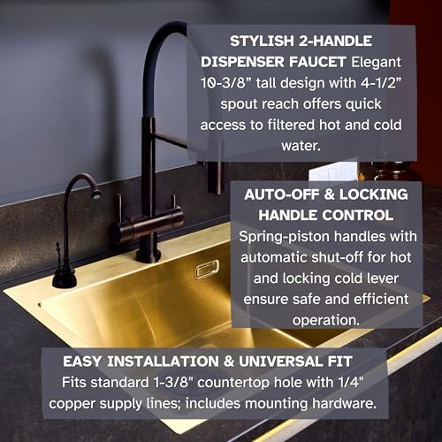 Image of Westbrass DT1F262-12 Docalorah 10 inch 2-Handle Hot and Cold Water Dispenser Faucet with Digital Tank and Filter, Oil Rubbed Bronze