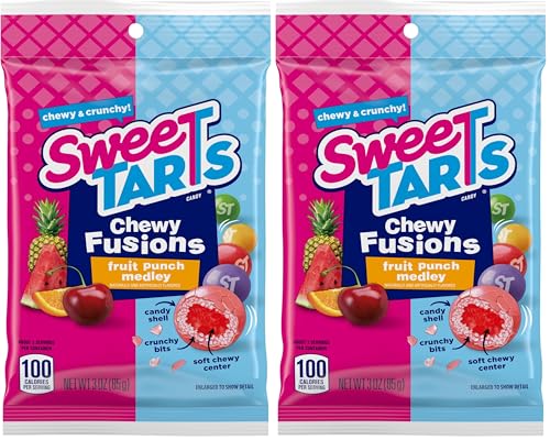 SweeTARTS Chewy Fusions Candy, Fruit Punch Medley, Sweet and Tart, 3 Ounce (Pack of 2)