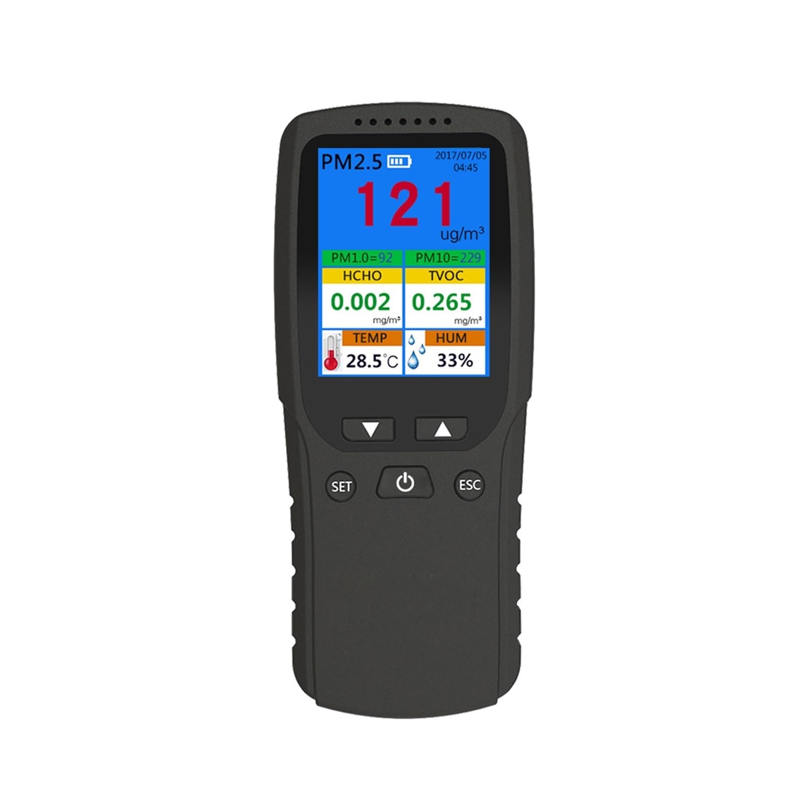 Detector portátil de PM2.5 for interiores, termohigrómetro multifuncional, detector de aire digital LCD for el hogar, analizador intelinte de calidad del aire Alta sensibilidad, respuesta rápida